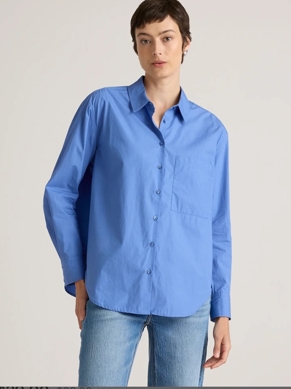 Quince 100% Organic Cotton Poplin Long Sleeve Boyfriend Shirt